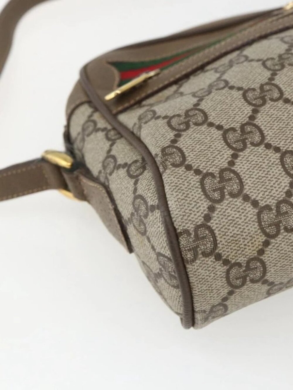 GUCCI GG Supreme Web Sherry Line Bag PVC Beige Gold - Picture 10 of 16